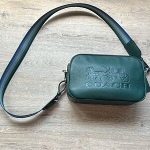 Coach forest green leather crossbody bag